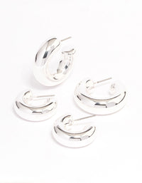 Silver Plated Chubby Hoop Earring Pack - link has visual effect only