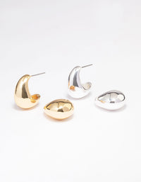 Gold & Silver Plated Huggie Hoop Earring Pack - link has visual effect only