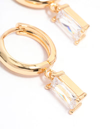 Gold Plated Cubic Zirconia Drop Hoop Earrings - link has visual effect only