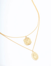 Gold Plated Coin Pendant Layered Necklace - link has visual effect only