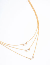 Gold Plated Cubic Zirconia Baguette Layered Necklace - link has visual effect only