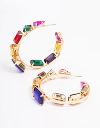 Gold Multi Stone Hoop Earrings - link has visual effect only