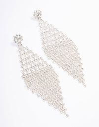 Silver Medium Diamante Cup Chain Drop Earrings - link has visual effect only