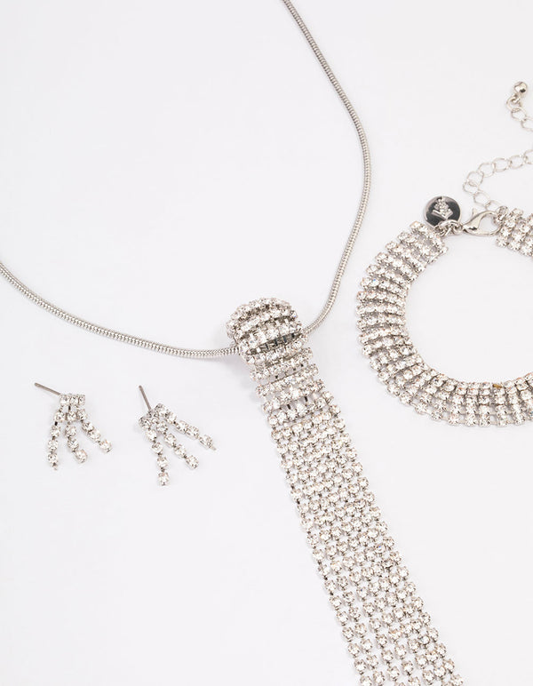 Silver Ball Cup Chain Drop Jewellery Set