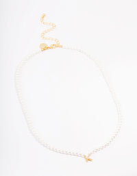 Gold Plated Letter K Initial & Pearl Pendant Necklace - link has visual effect only