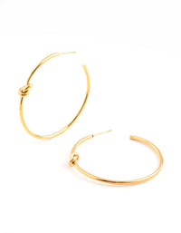 Waterproof Gold Plated Stainless Steel Classic Knotted Hoop Earrings - link has visual effect only