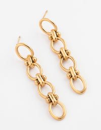 Waterproof Gold Plated Stainless Steel Oval Ball Chain Drop Earrings - link has visual effect only