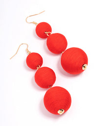 Red Thread Through Wrapped Ball Drop Earrings - link has visual effect only