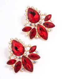 Red Multi Teardrop Stone Stud Earrings - link has visual effect only