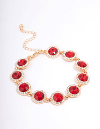 Red Round Multi Diamante Adjustable Bracelet - link has visual effect only