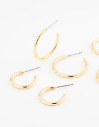 Gold Plated Thin Hoop Earring 3-Pack - link has visual effect only