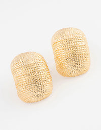 Gold Plated Textured Bold Stud Earrings - link has visual effect only