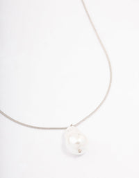 Silver Snake Chain Pearl Pendant Necklace - link has visual effect only