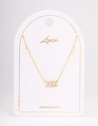 Gold Plated 222 Angel Number Cubic Zirconia Pendant Necklace - link has visual effect only