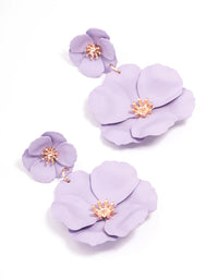 Rose Gold Double Flower Drop Earrings - link has visual effect only