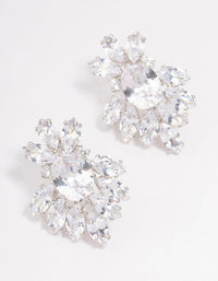 Rhodium Cubic Zirconia Pear Diamante Stud Earrings - link has visual effect only