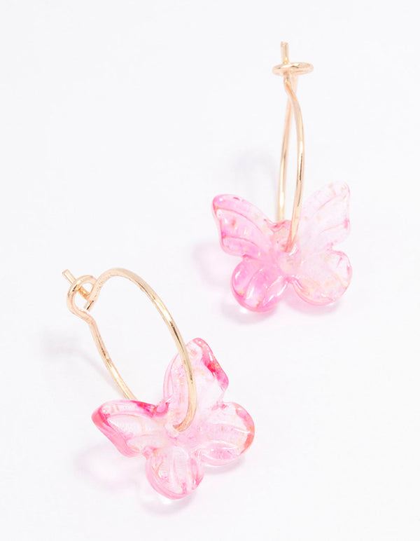 Rose Gold Butterfly Hoop Earrings