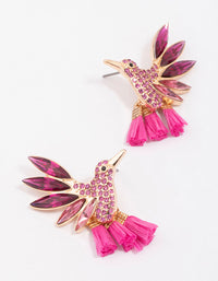 Pink & Gold Hummingbird Stud Earrings - link has visual effect only