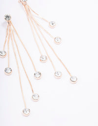 Rose Gold Diamante Drop Thread Through Earrings - link has visual effect only