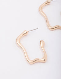 Gold Wavy Molten Hoop Earrings - link has visual effect only