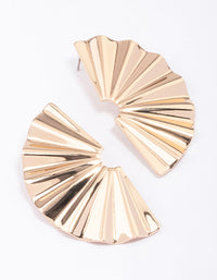 Gold Wavy Crinkle Half Stud Earrings - link has visual effect only