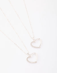 Silver Open Heart Diamante Necklace Pack - link has visual effect only