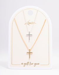 Mixed Metal Plain Cross Necklace Pack - link has visual effect only