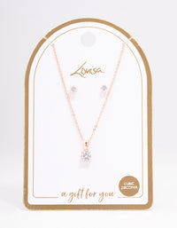 Rose Gold Round Solitaire Crystal Jewellery Set - link has visual effect only