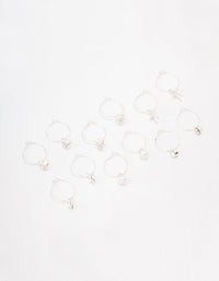 Silver Crystal Heart Wire Hoop Earring 6-Pack - link has visual effect only