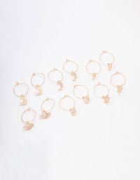 Gold Galaxy Wire Hoop Earring 6-Pack - link has visual effect only