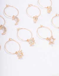 Gold Galaxy Wire Hoop Earring 6-Pack - link has visual effect only