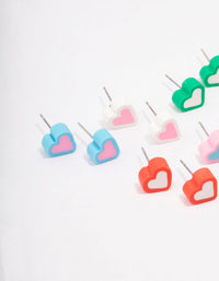 Rhodium Rubber Heart Stud Earring 8-Pack - link has visual effect only