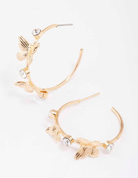 Gold Diamante Butterfly Hoop Earrings - link has visual effect only