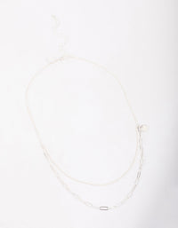 Silver Curb & Cable Layered Necklace - link has visual effect only