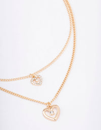 Gold Chain Heart Diamante Layered Necklace - link has visual effect only