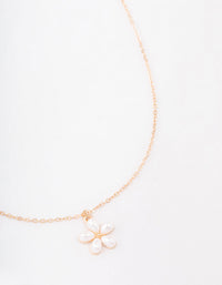 Gold Pearl Flower Short Necklace - link has visual effect only