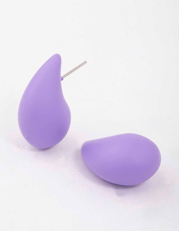 Purple Chubby Teardrop Stud Earrings