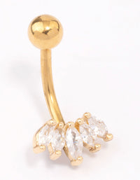 Gold Plated Surgical Steel Mini Marquise Fan Belly Ring - link has visual effect only