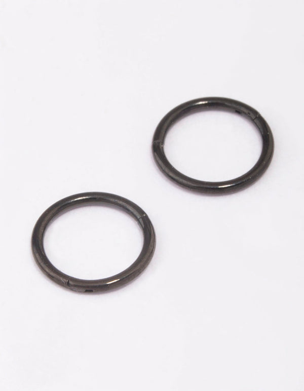 Black Surgical Steel Fine Sleeper Earrings 6mm