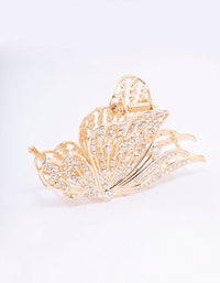 Gold Diamante Large Butterfly Hair Claw Clip - link has visual effect only