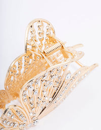 Gold Diamante Large Butterfly Hair Claw Clip - link has visual effect only