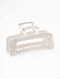 Silver Diamante Rectangle Hair Claw Clip - link has visual effect only