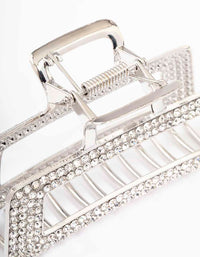 Silver Diamante Rectangle Hair Claw Clip - link has visual effect only