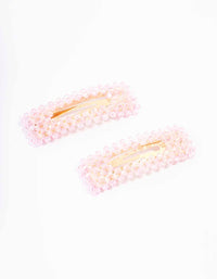 Pink Facet Beaded Hair Clip Pack - link has visual effect only