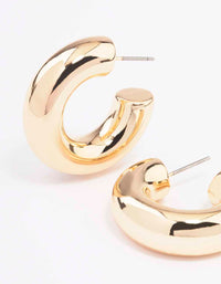 Gold Medium Chubby C-Shape Hoop Earrings - link has visual effect only