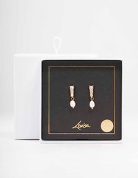 Gold Cupchain Pearl Drop Earrings - link has visual effect only