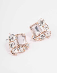 Rose Gold Rectangle Diamante Marquise Stud Earrings - link has visual effect only