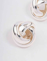 Silver Hollow Knotted Stud Earrings - link has visual effect only