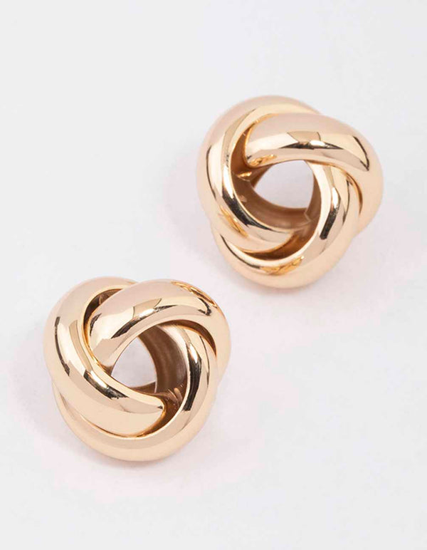 Gold Hollow Knotted Stud Earrings