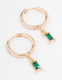 Gold Baguette Drop Huggie Earrings - link has visual effect only